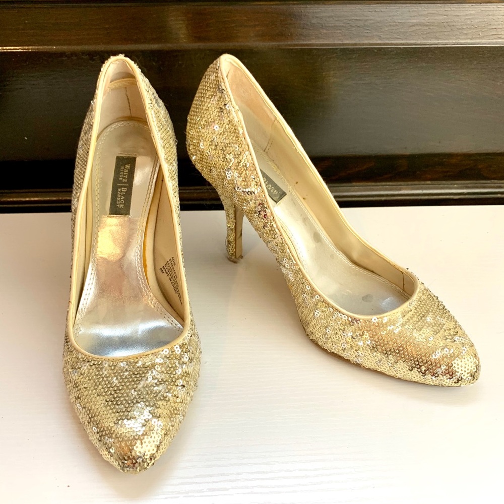 WHITE HOUSE BLACK MARKET Sequined Heels - Picture 5 of 7